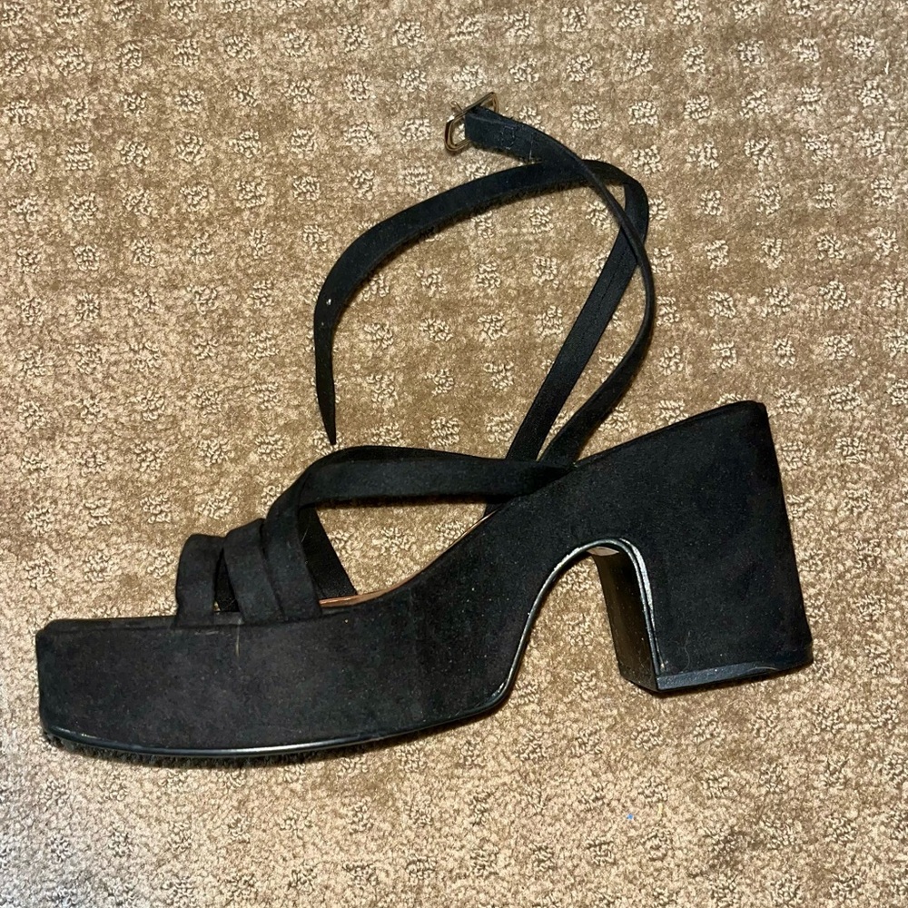 ASOS Black Suede Platform Sandals with Chunky Block Heel